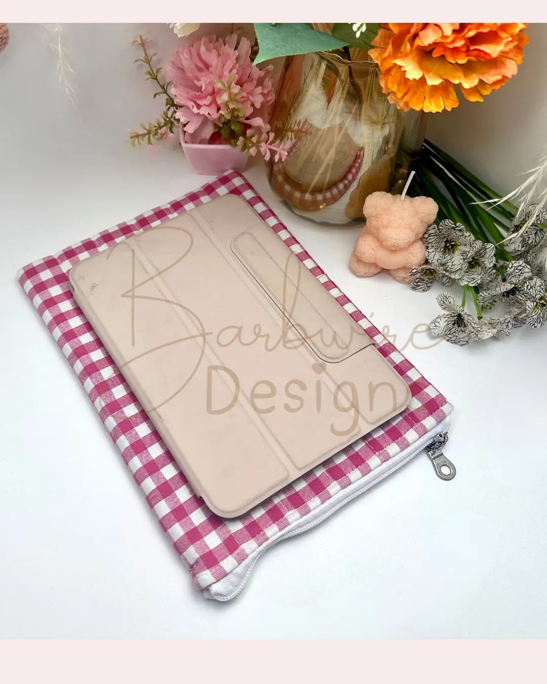 Sophia Zippered Quilted ipad mini sleeve Barb Wire Designs