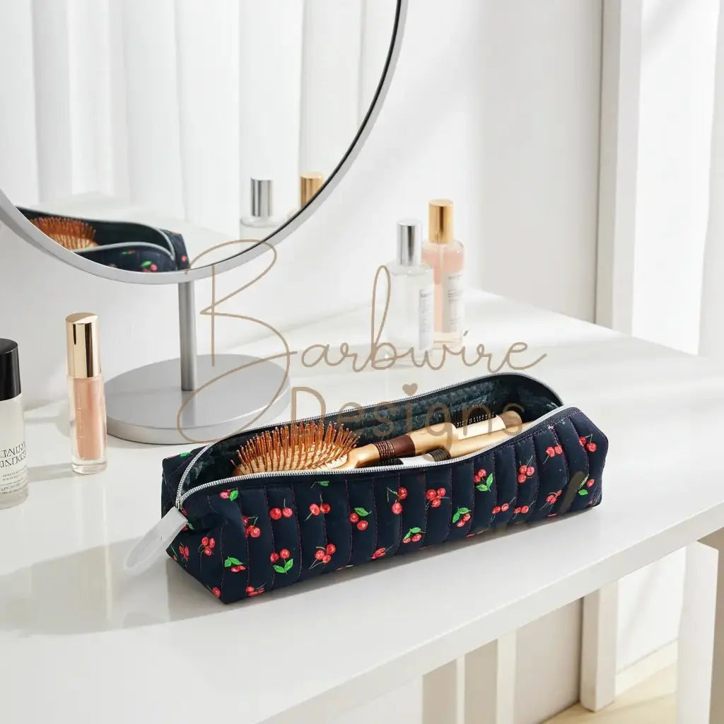 Black Cherry Luxury Quilted pouch for your Hair Tools Barb Wire Designs