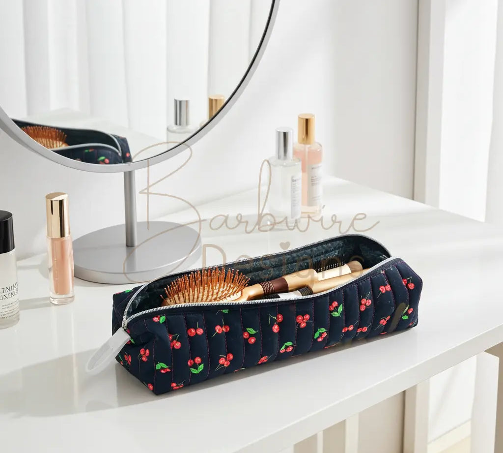 Black Cherry Luxury Quilted pouch for your Hair Tools Barb Wire Designs