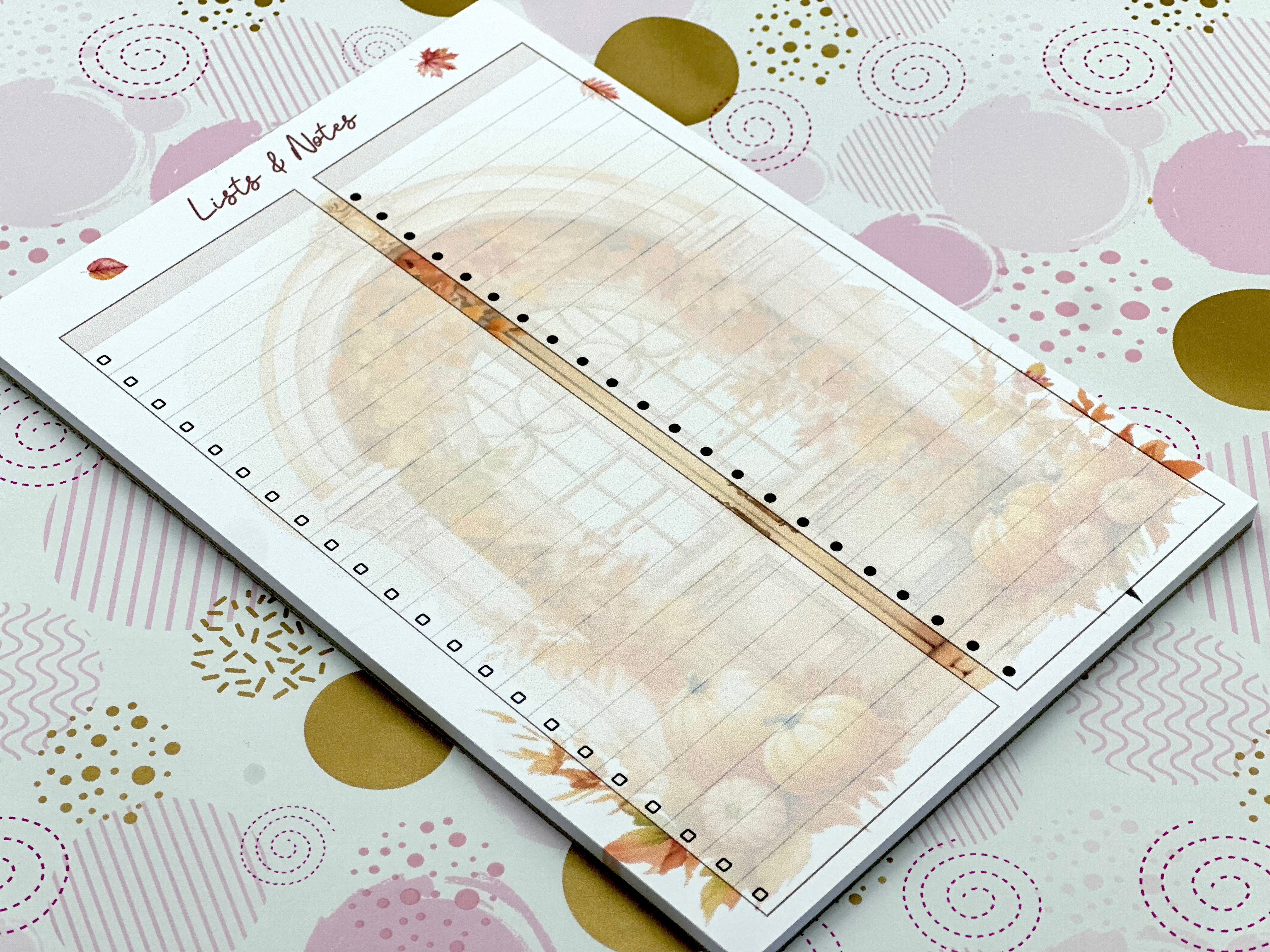 A5 Autumn Leaves Note Pad To DO List Pad