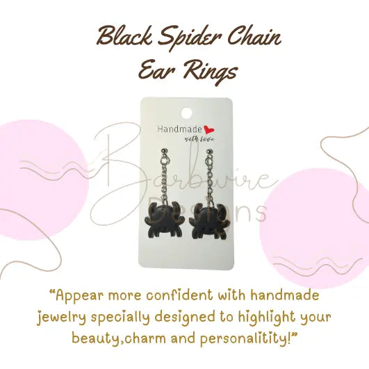 Spider chain dangle ear rings Barb Wire Designs