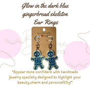 Glow in the dark Gingerbread Skeleton earrings Barb Wire Designs