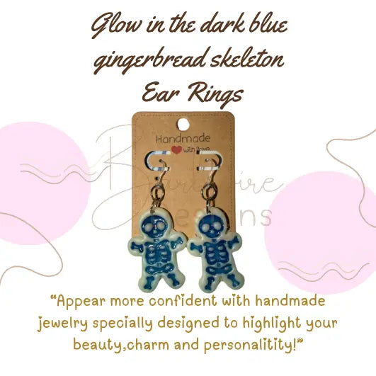 Glow in the dark Gingerbread Skeleton earrings Barb Wire Designs