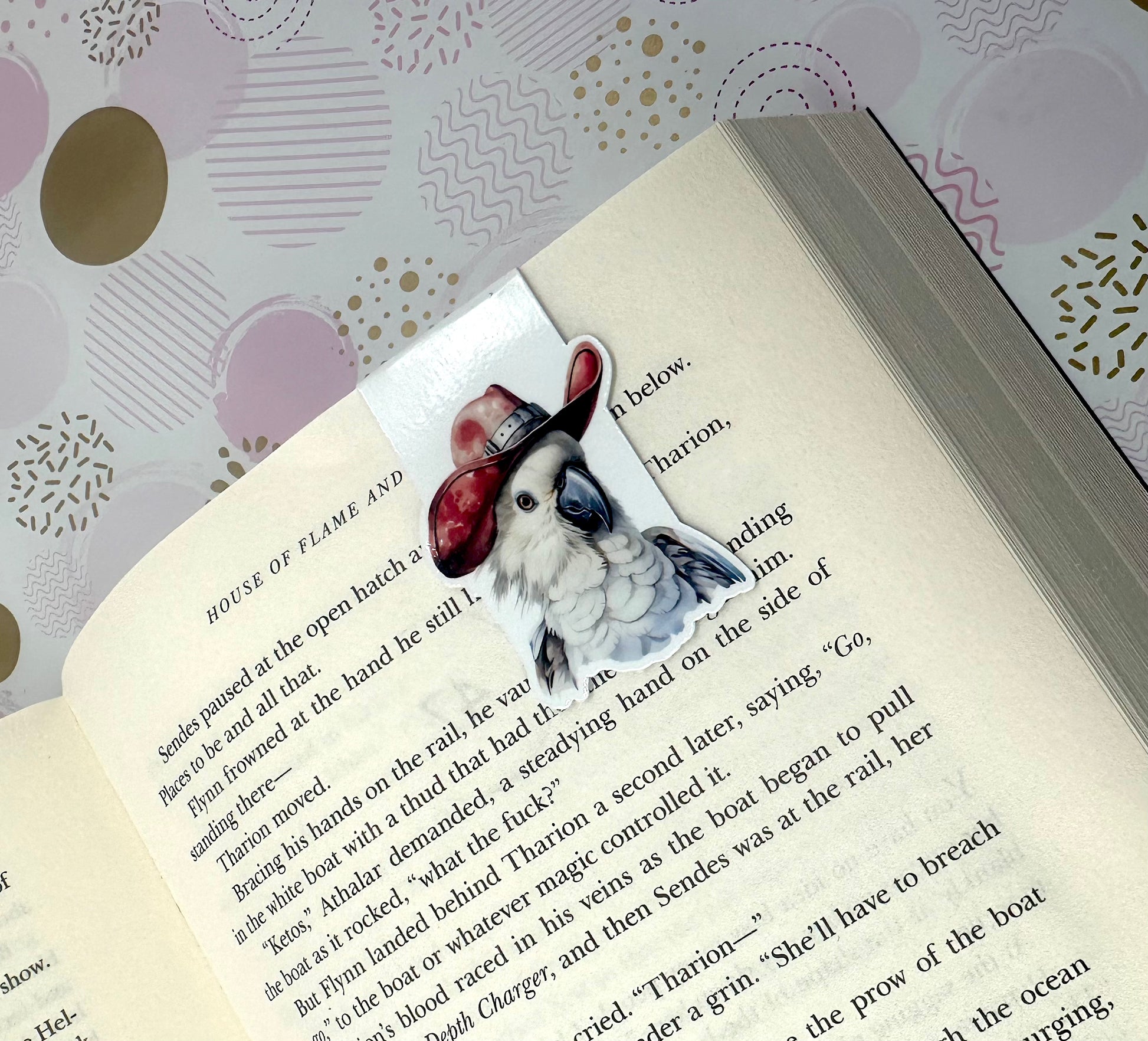Cockatoo Wearing Cowboy Hat western hat Magnetic Bookmark - Barb Wire Designs