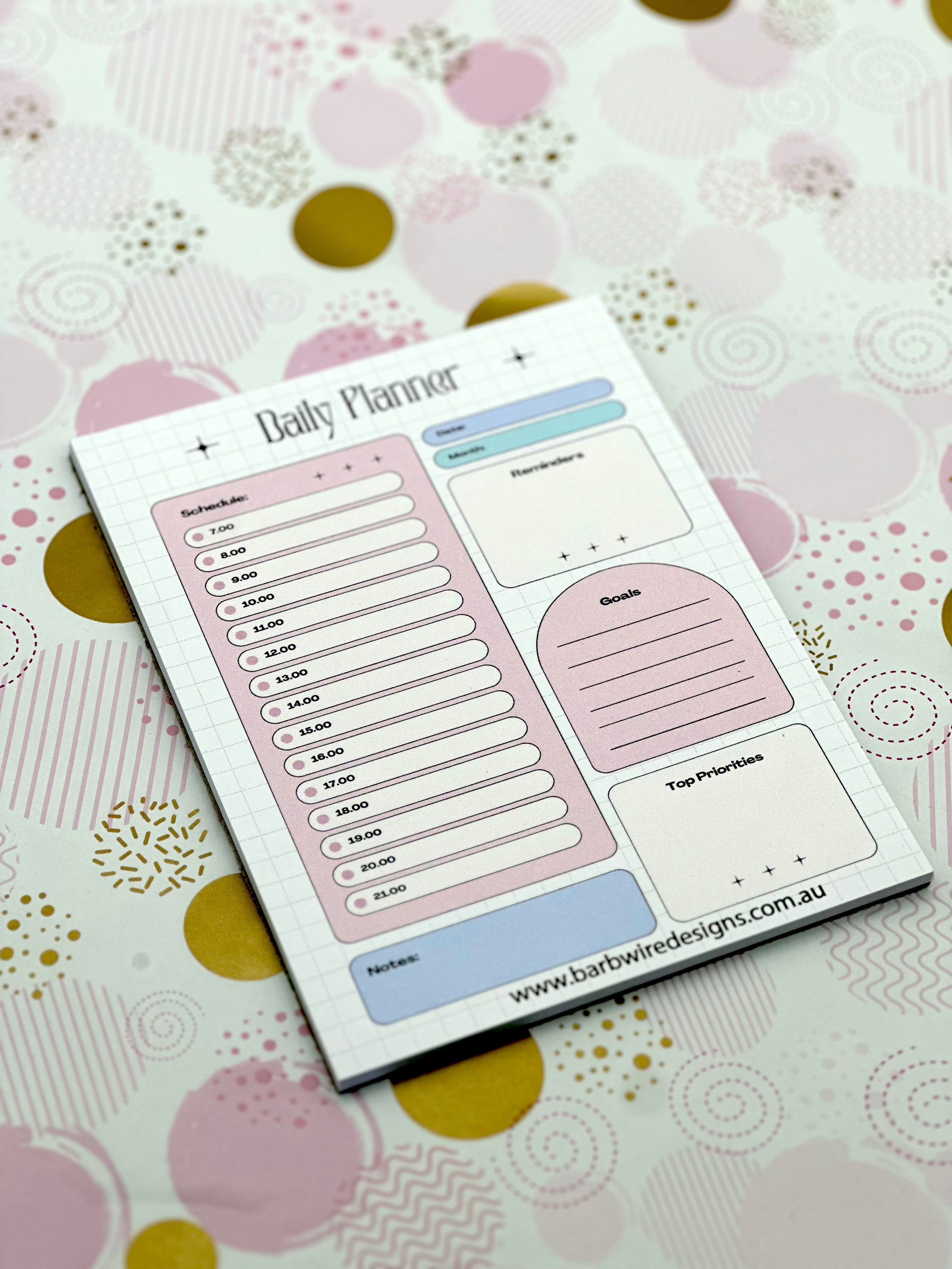 A5 Daily Planner Pad Pastel Pink