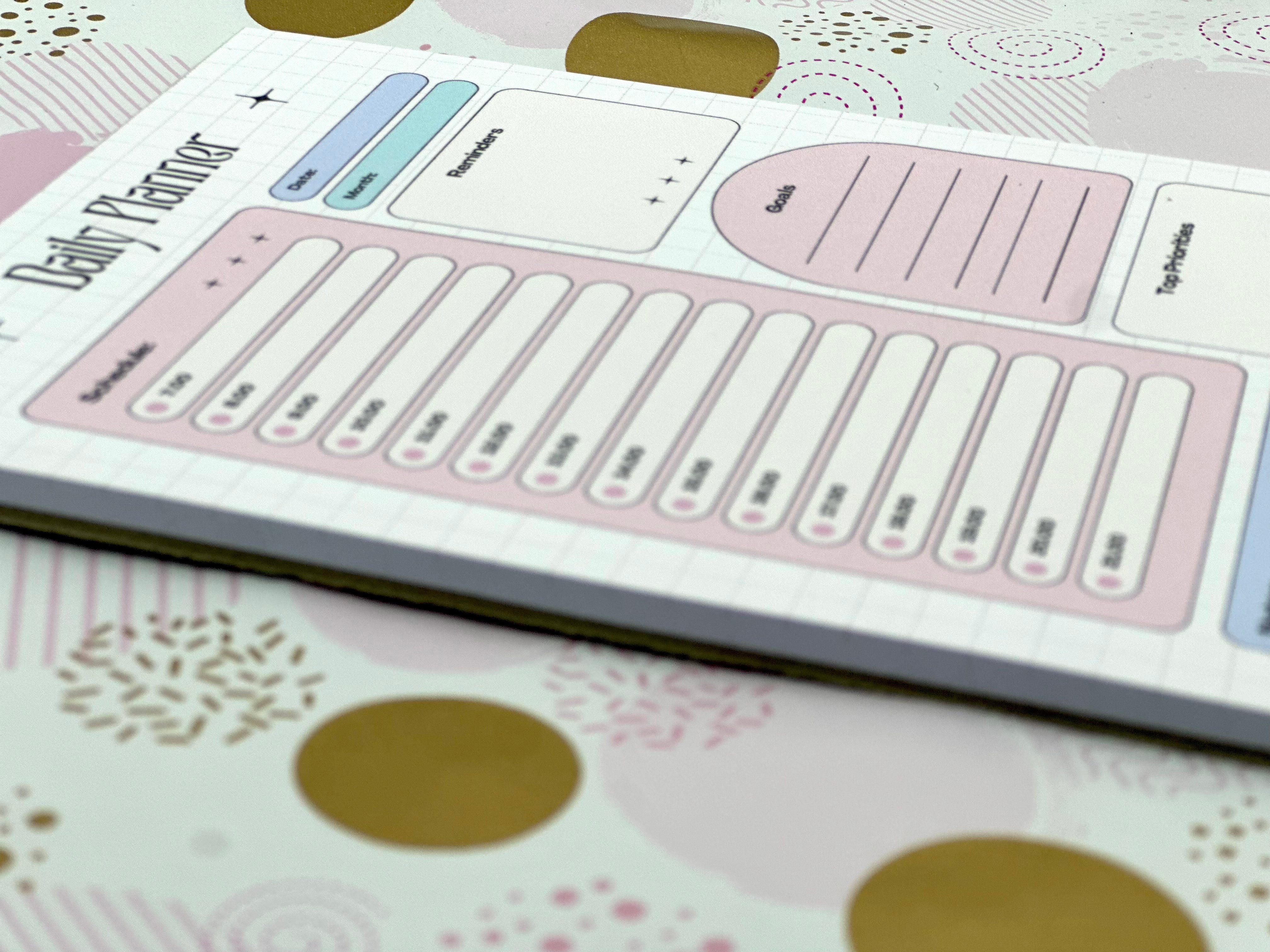 A5 Daily Planner Pad Pastel Pink