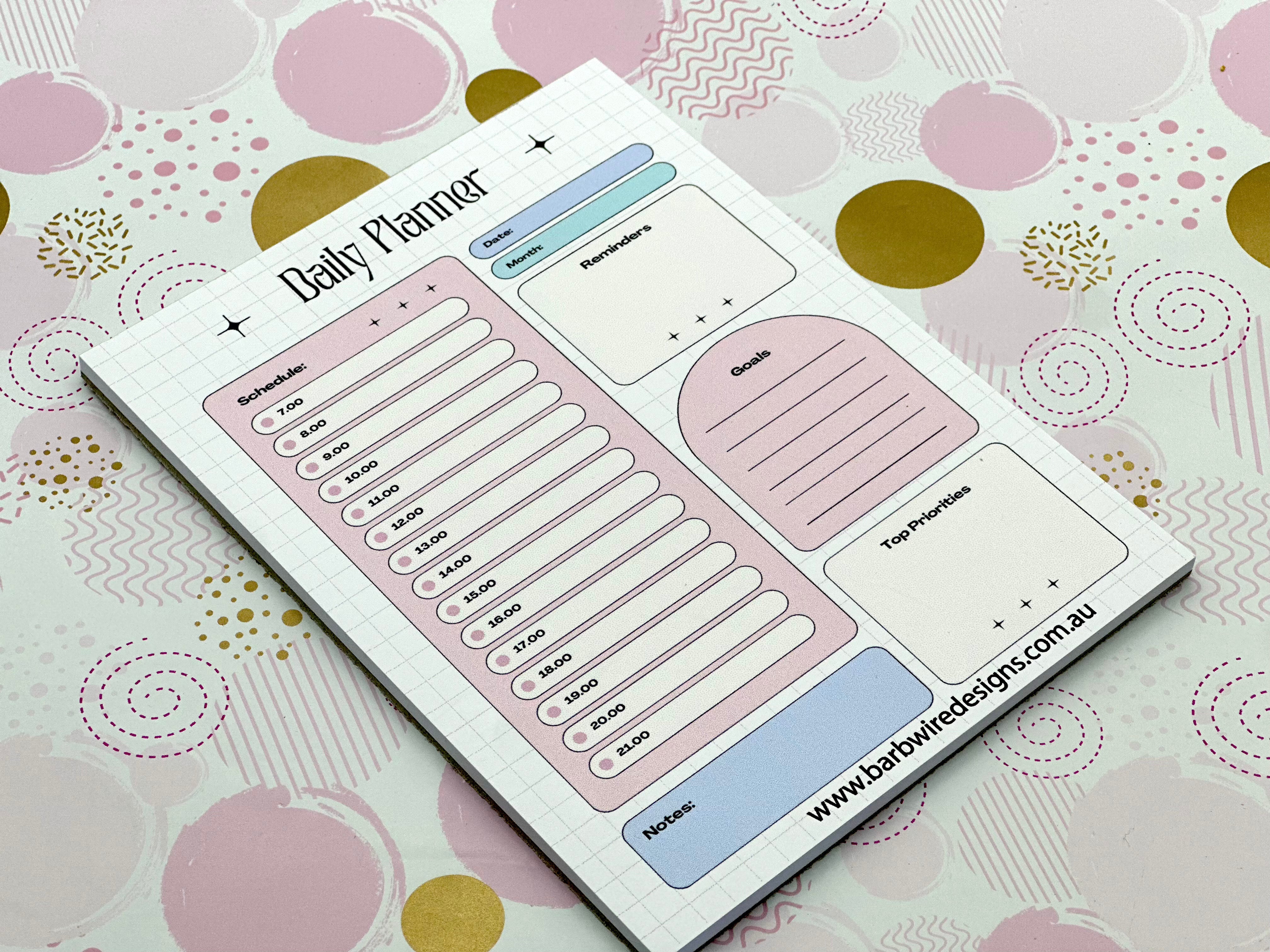 A5 Daily Planner Pad Pastel Pink