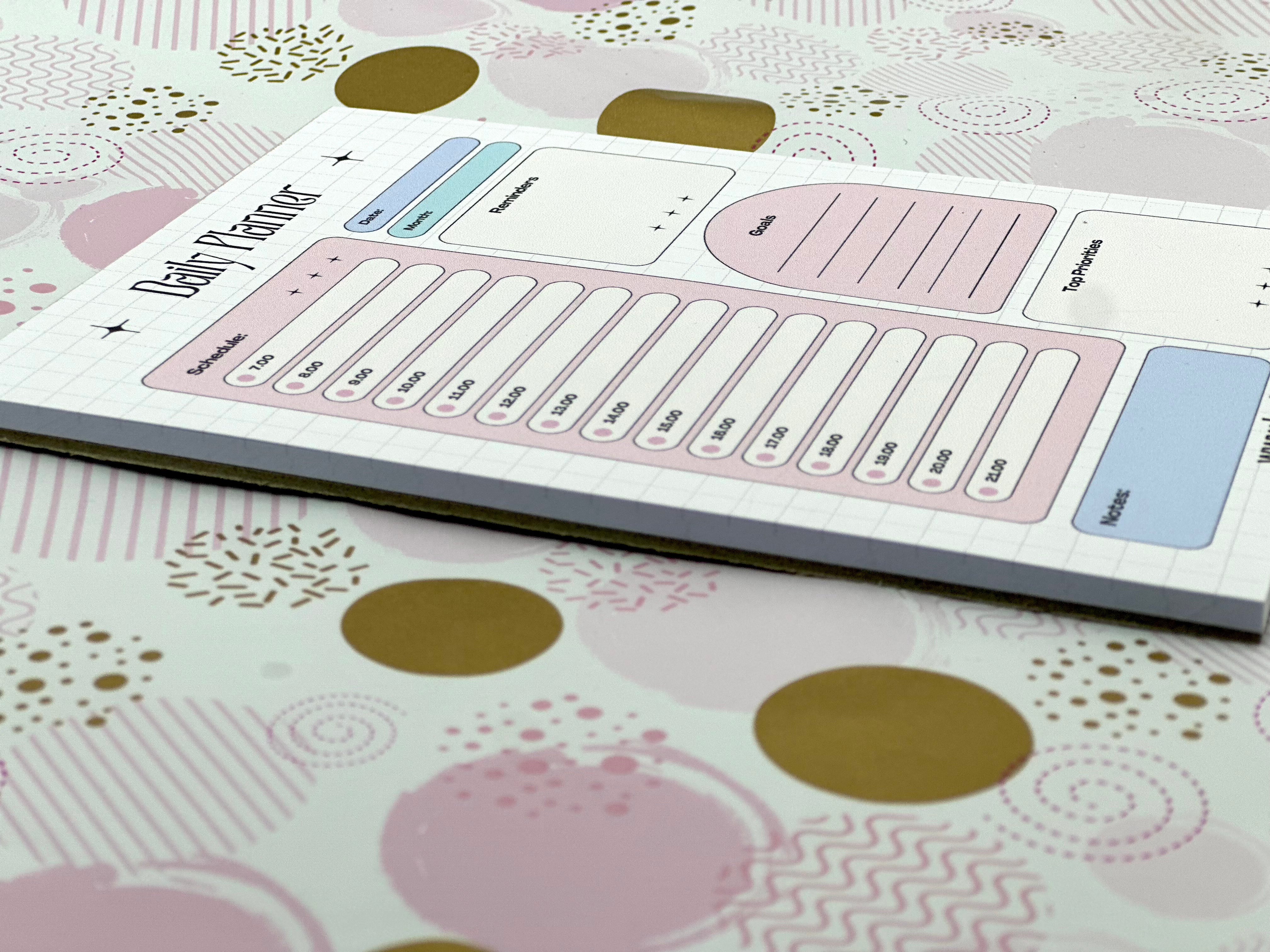 A5 Daily Planner Pad Pastel Pink