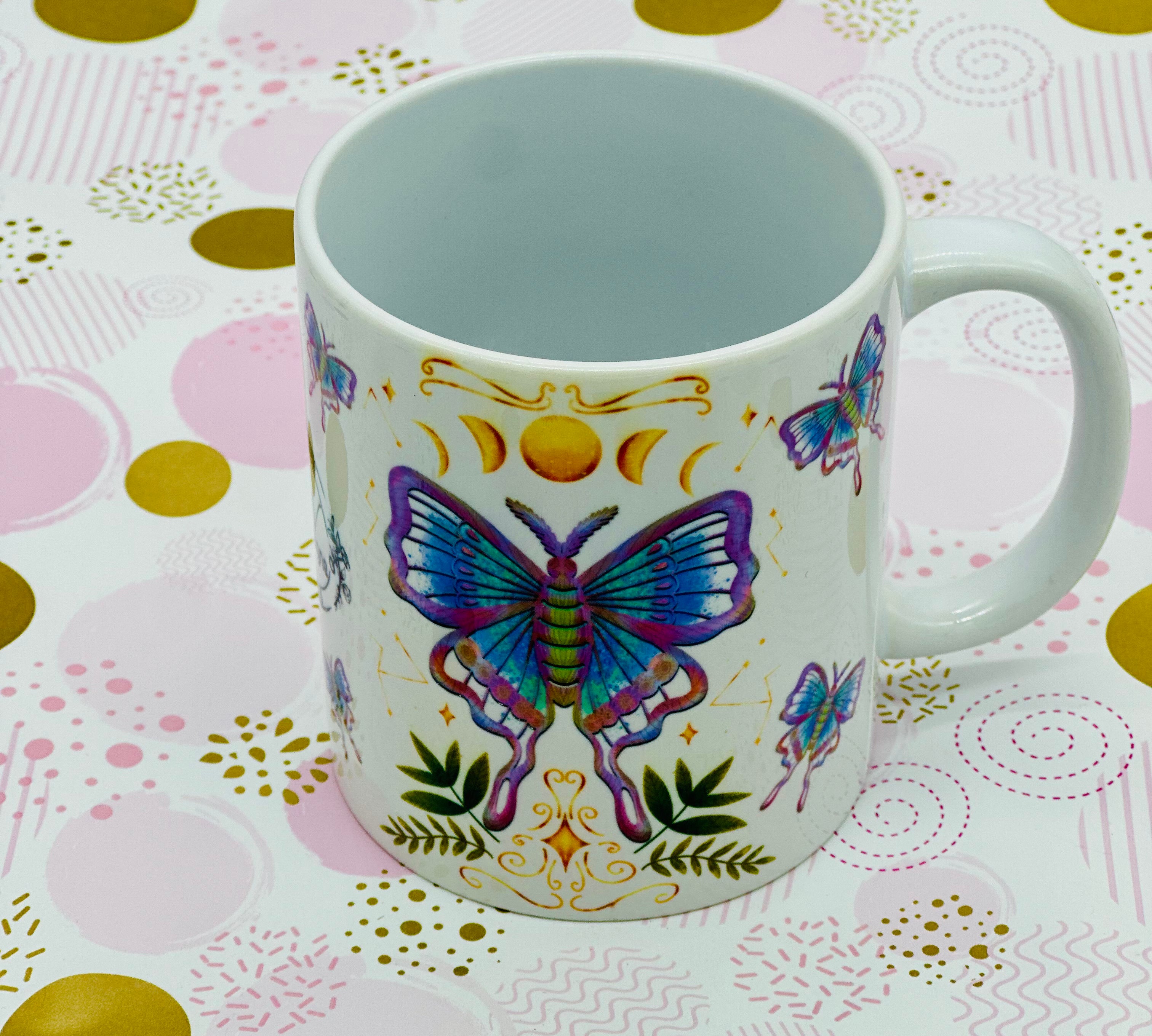 Luna Moth Mug Ceramic Mug-Cup - Barb Wire Designs