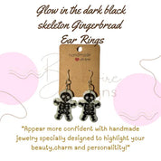 Glow in the dark Gingerbread Skeleton earrings Barb Wire Designs
