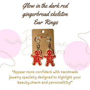 Glow in the dark Gingerbread Skeleton earrings Barb Wire Designs