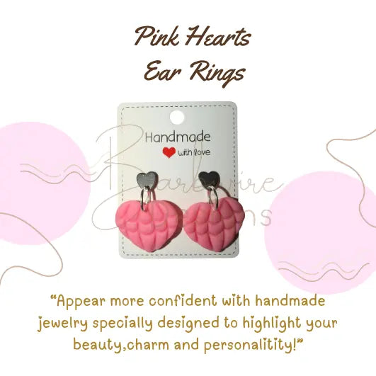 Heart Dangle Pink Ear Rings Barb Wire Designs