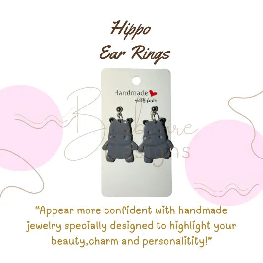 Hippo Dangle Ear rings Barb Wire Designs