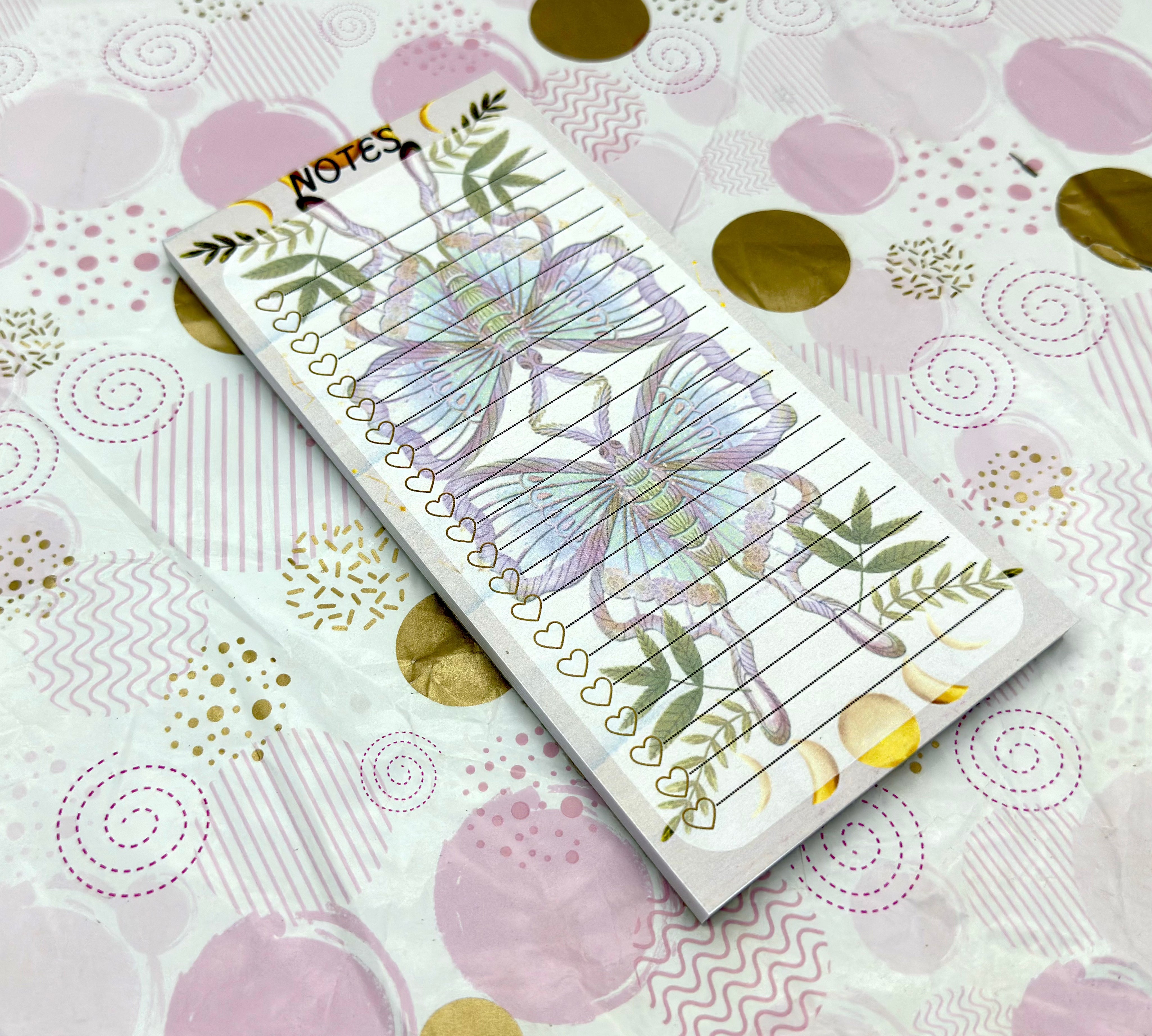 DL To DO List Pad Luna Moth Barb Wire Designs