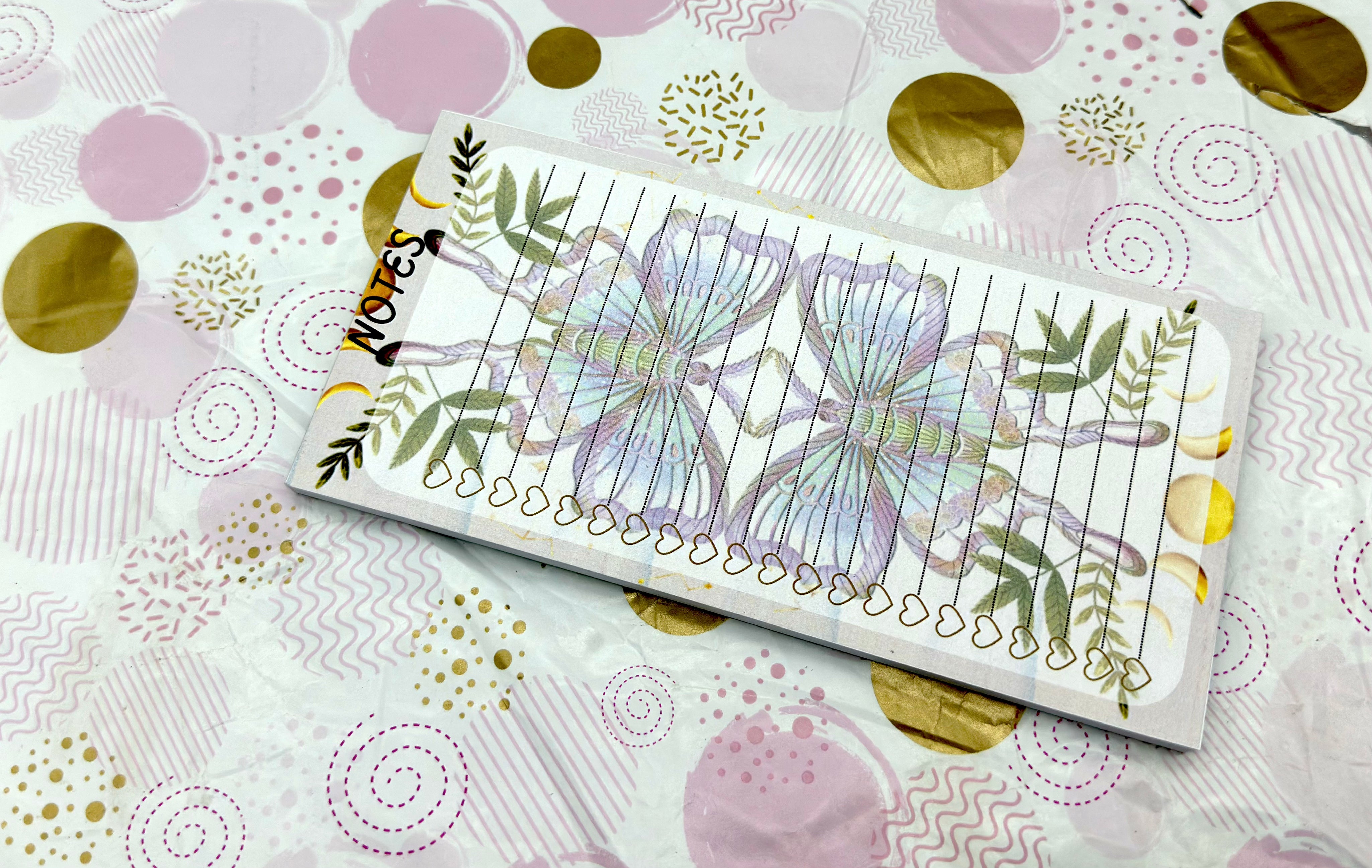 DL To DO List Pad Luna Moth Barb Wire Designs