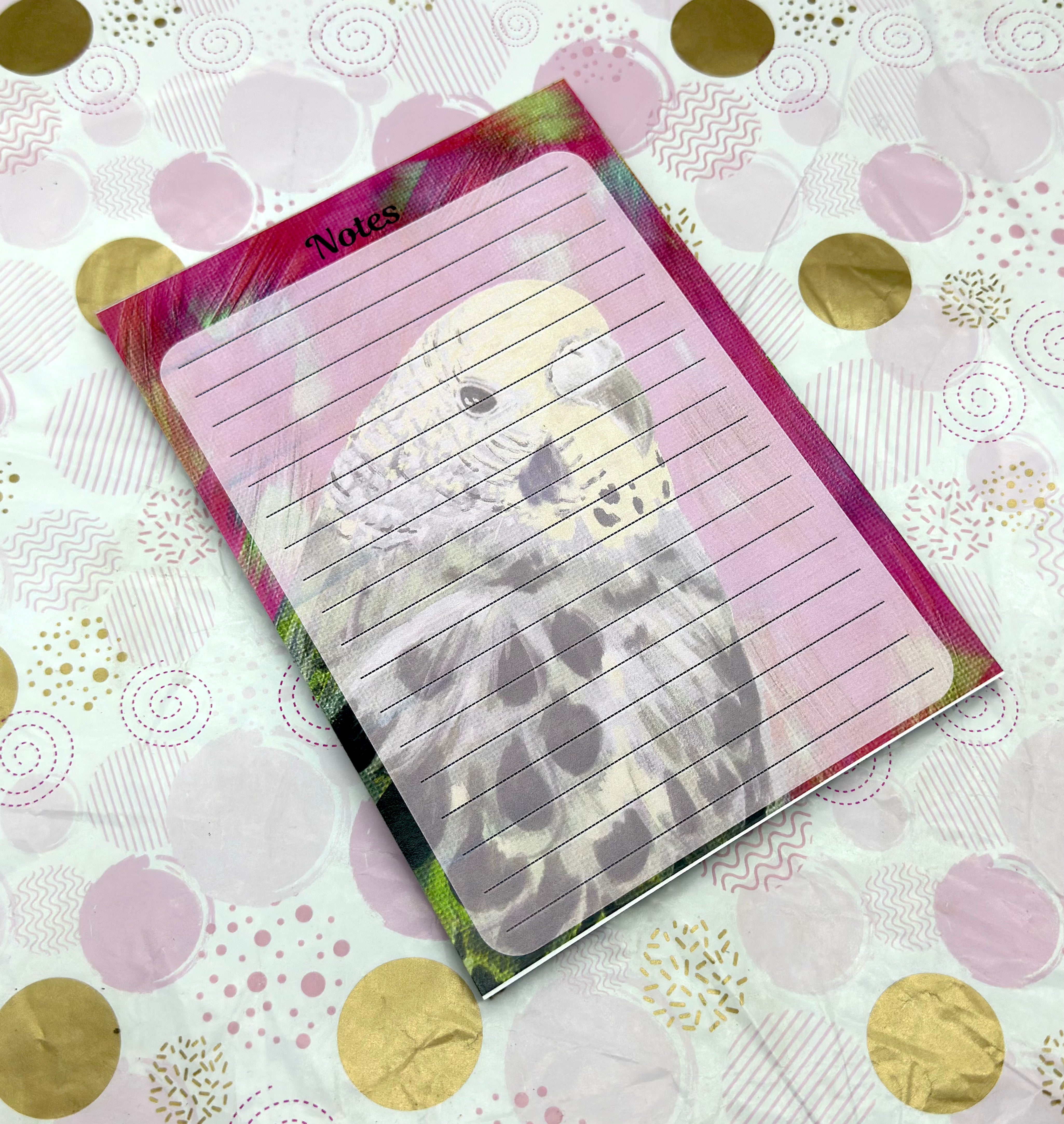 A5 Pink Budgie Notepad
