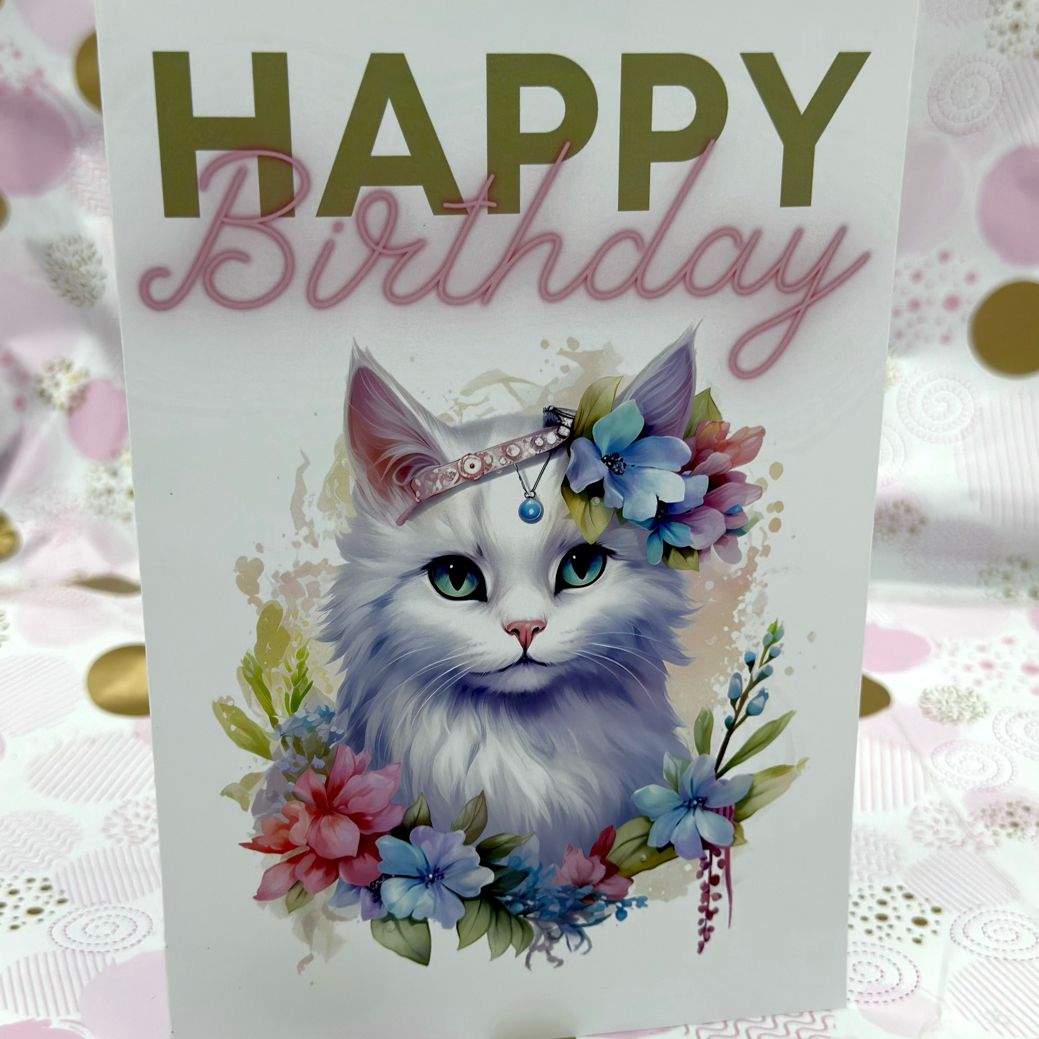 Happy Birthday Jewel Cat Birthday Card Barb Wire Designs