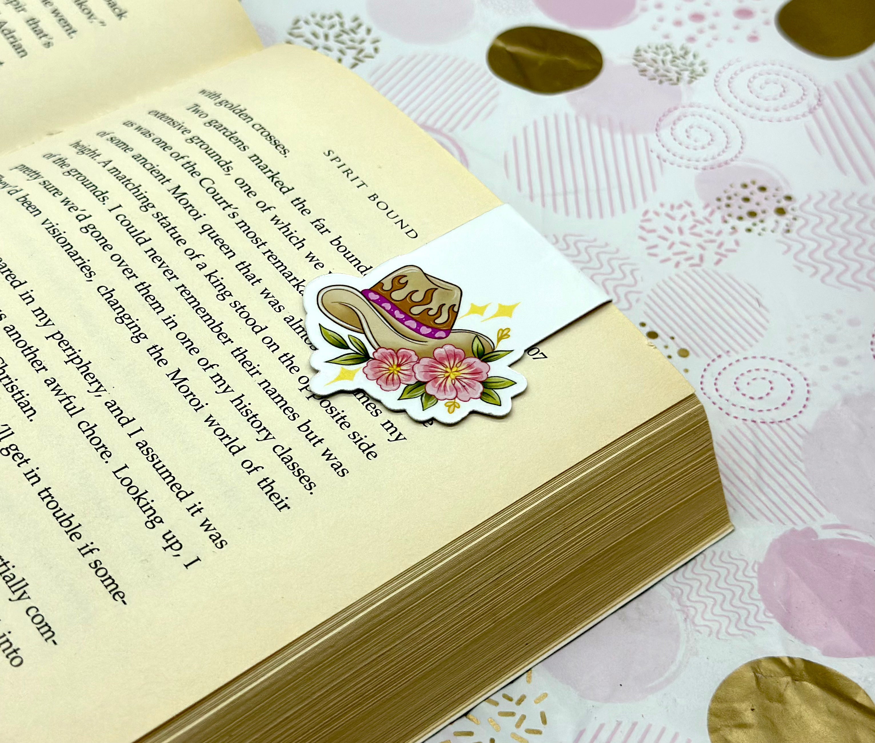 Western Hat Floral Magnetic Bookmark