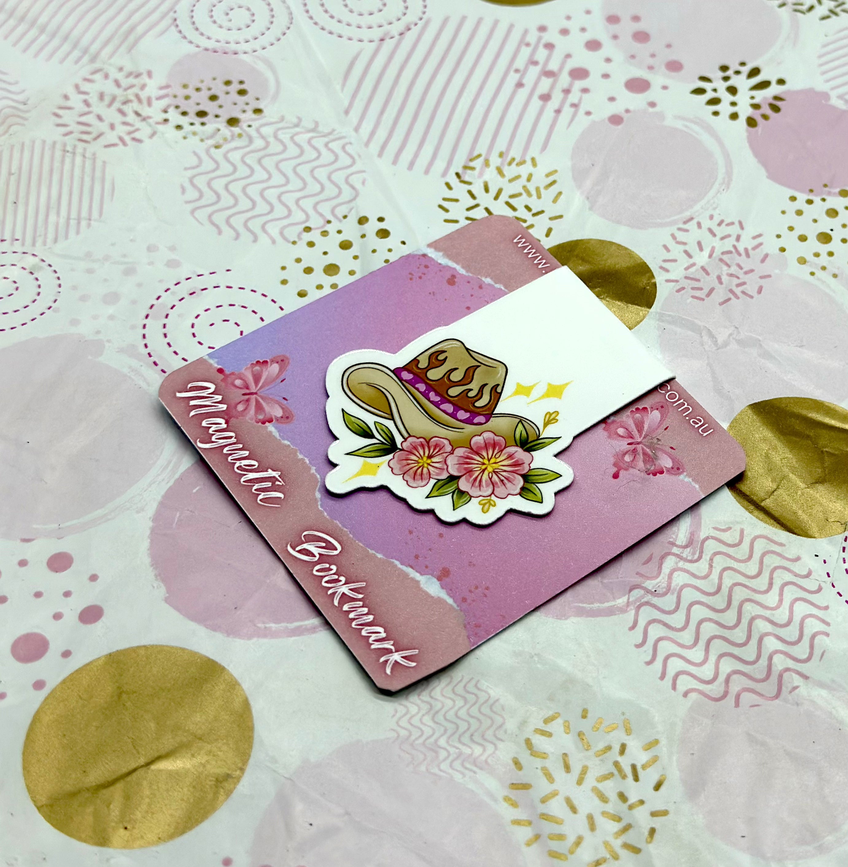 Western Hat Floral Magnetic Bookmark