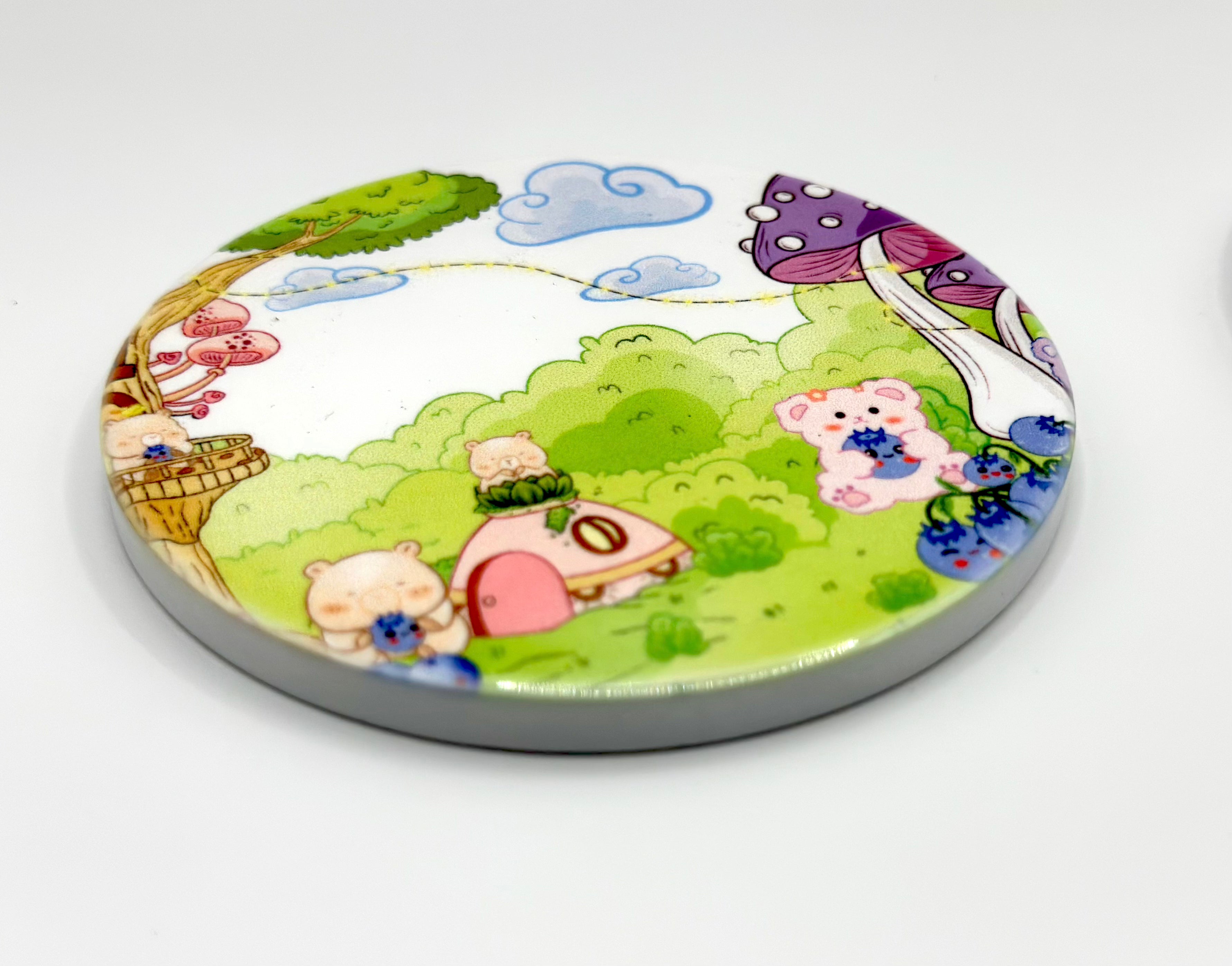 Blue Bear-ies Ceramic Round Mug Coaster Barb Wire Designs