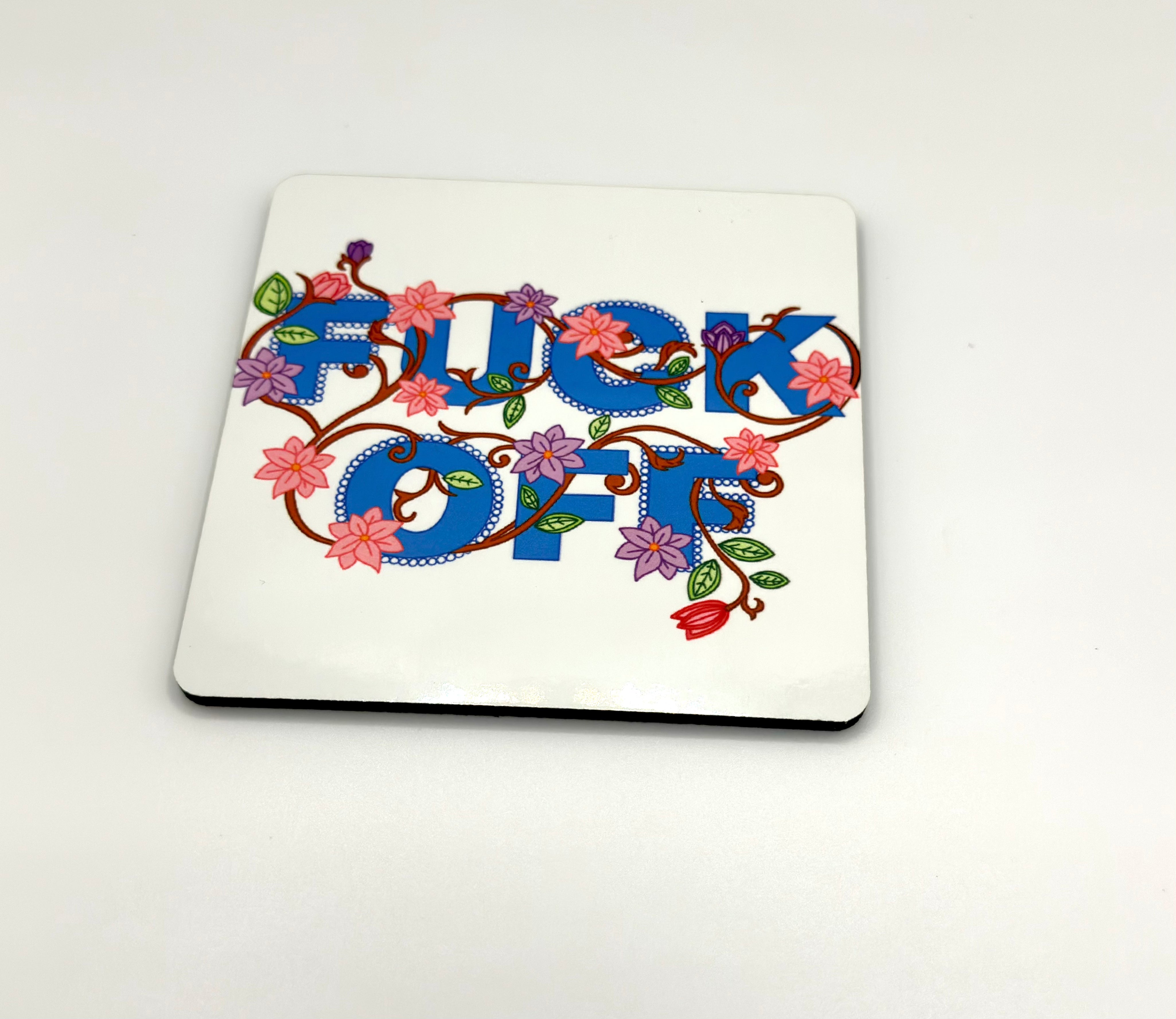Swear Word MDF Coaster Barb Wire Designs