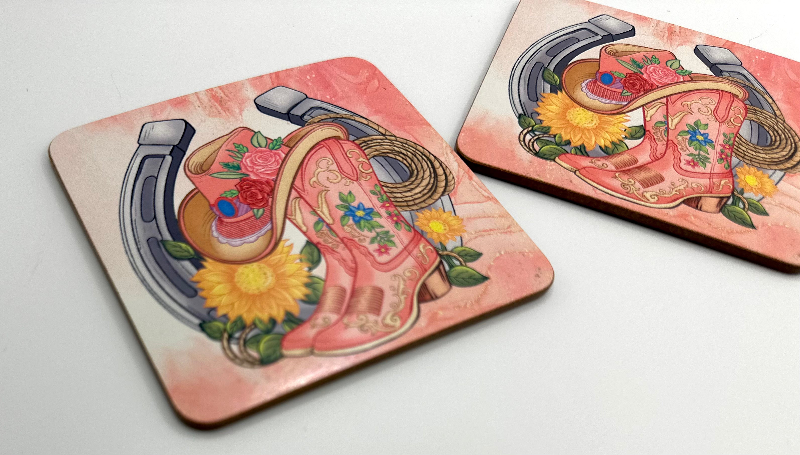 Cork Coaster Barb Wire Designs