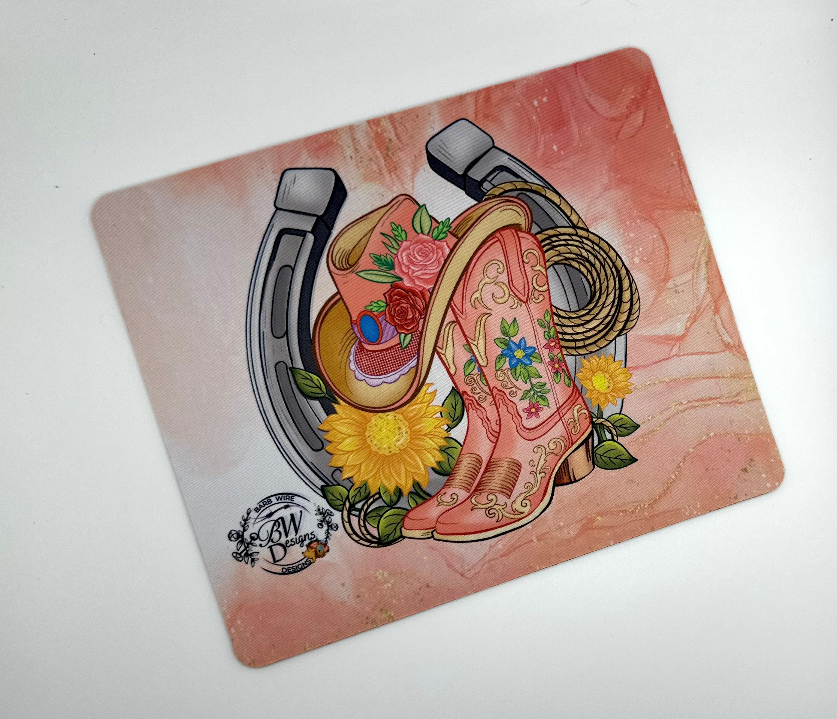 Western Boots hat Lassoo  MDF/Cork Coaster