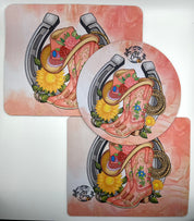 Western Boots hat Lassoo  MDF/Cork Coaster
