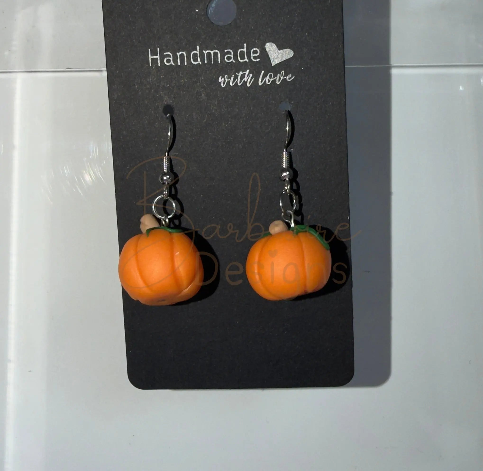 Pumpkin Dangle Ear Rings Barb Wire Designs