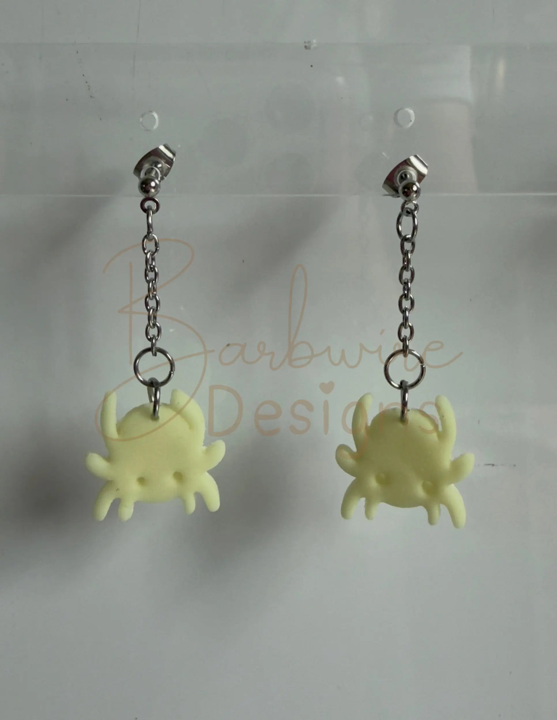 Spider chain dangle ear rings Barb Wire Designs
