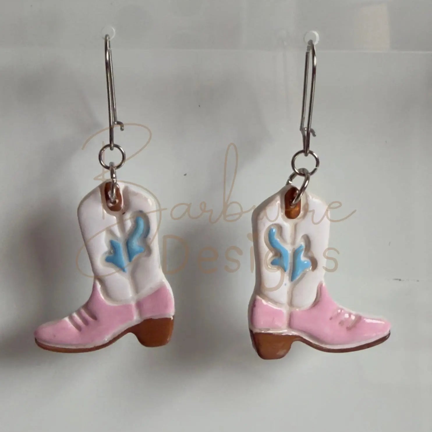 Cowgirl Boots Ear Rings Barb Wire Designs