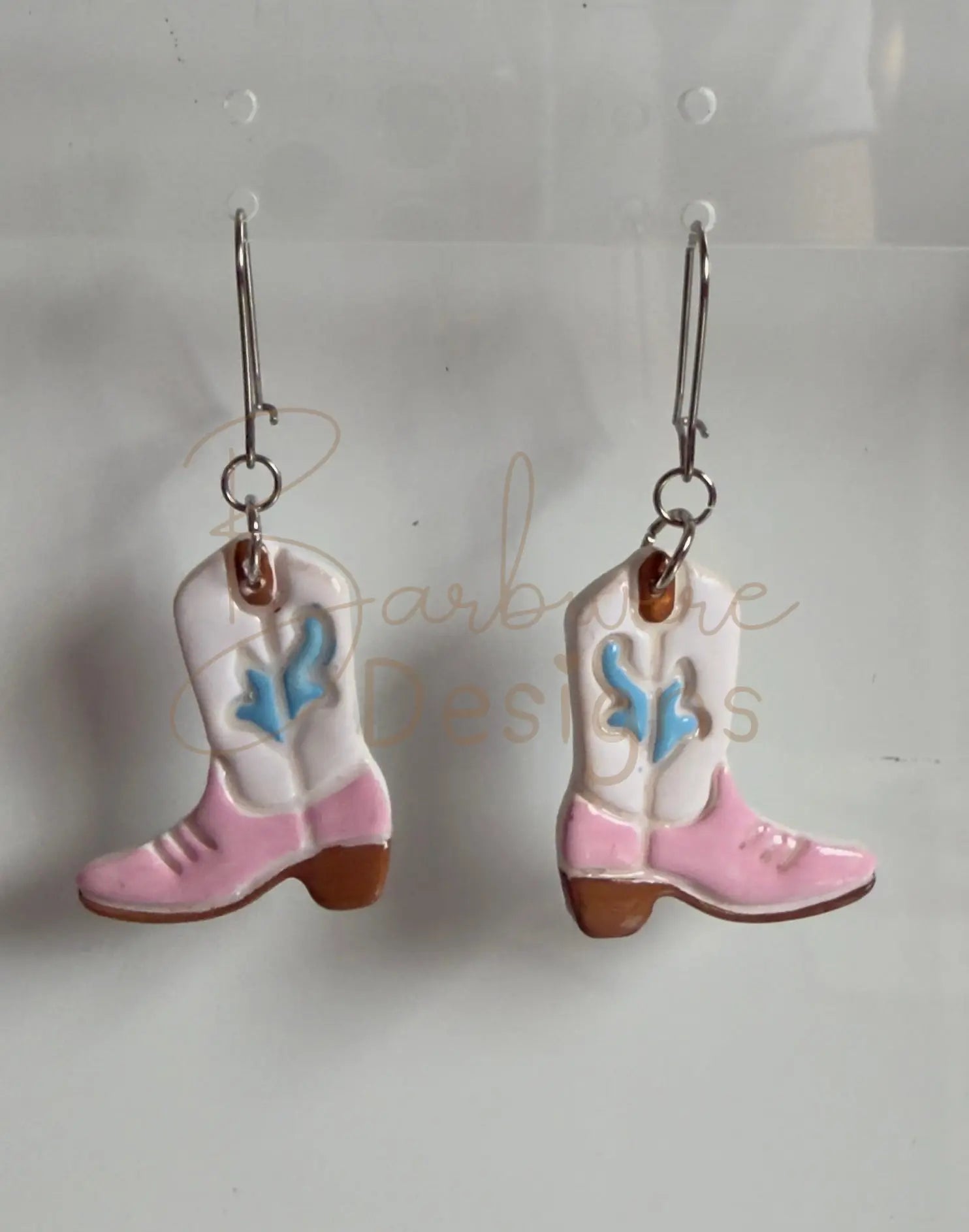 Cowgirl Boots Ear Rings Barb Wire Designs