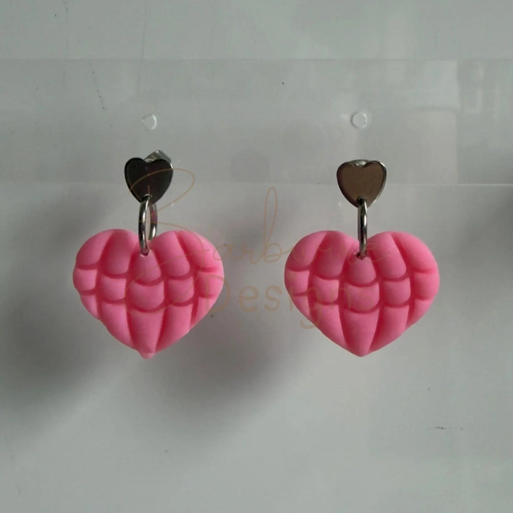 Heart Dangle Pink Ear Rings Barb Wire Designs