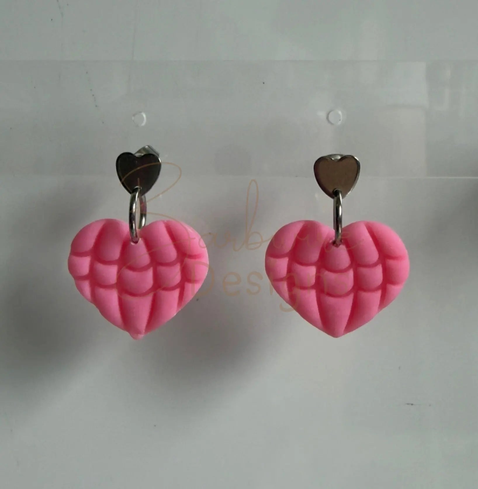 Heart Dangle Pink Ear Rings Barb Wire Designs