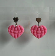 Heart Dangle Pink Ear Rings Barb Wire Designs