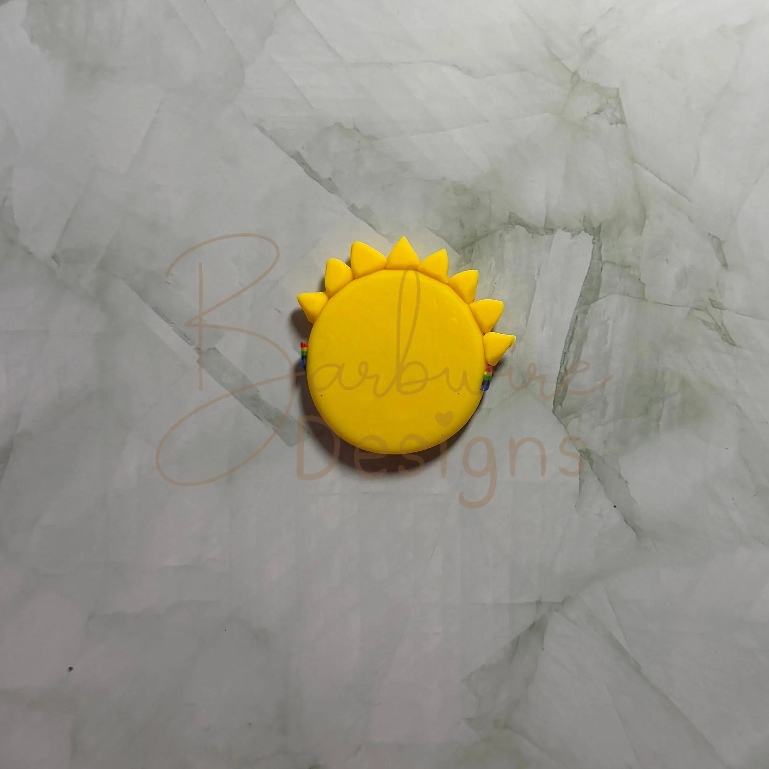 Yellow Rainbow Sun Calming Worry Stone for Anxiety | Sensory Worry Stone Flat Back Barb Wire Designs