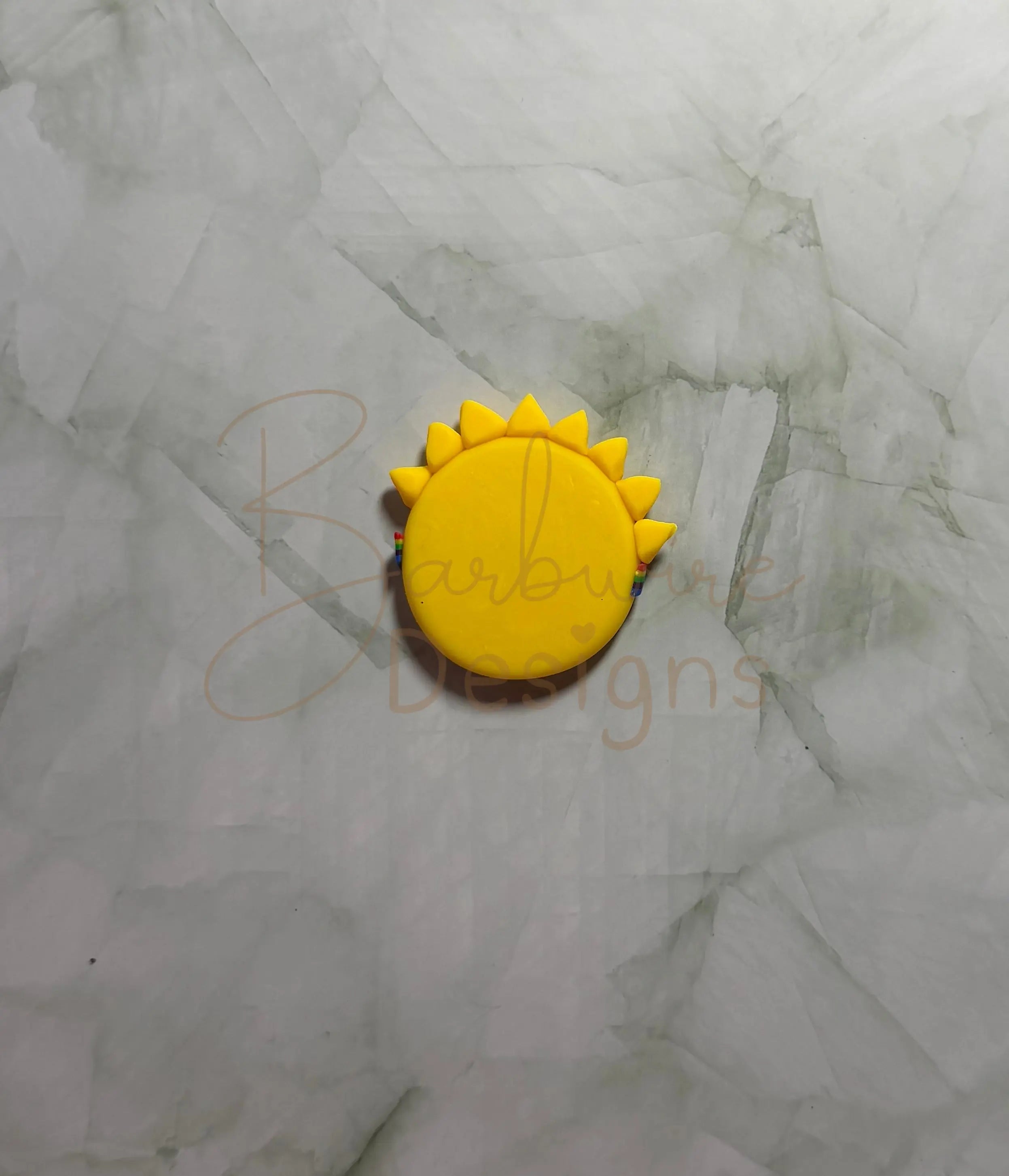 Yellow Rainbow Sun Calming Worry Stone for Anxiety | Sensory Worry Stone Flat Back Barb Wire Designs