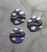 Blue sky cloud rainbow Calming Worry Stone for Anxiety | Sensory Worry Stone Flat Back