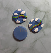 Blue sky cloud rainbow Calming Worry Stone for Anxiety | Sensory Worry Stone Flat Back Barb Wire Designs