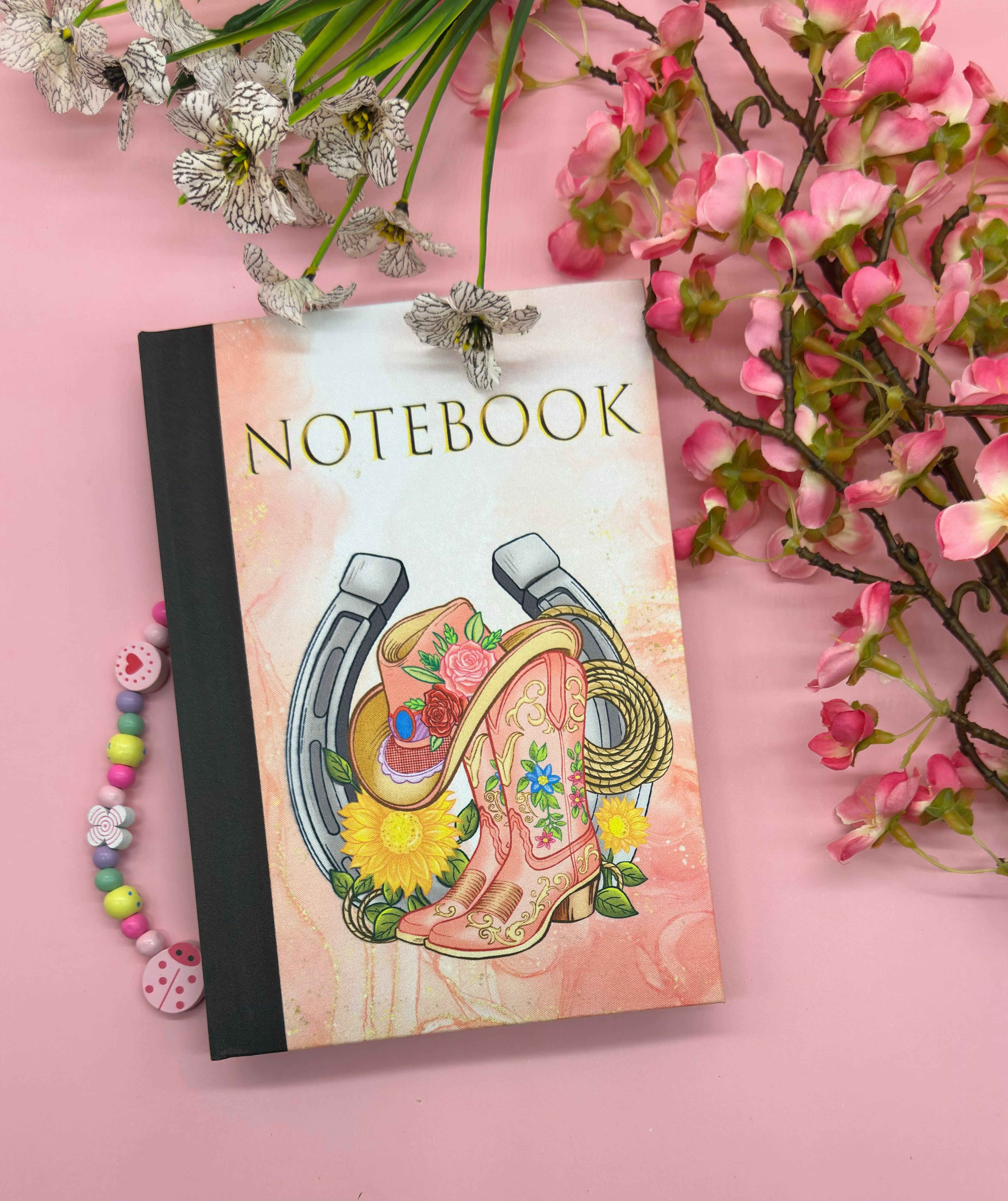 Western Boots hat and Lassoo Fabric Notebook