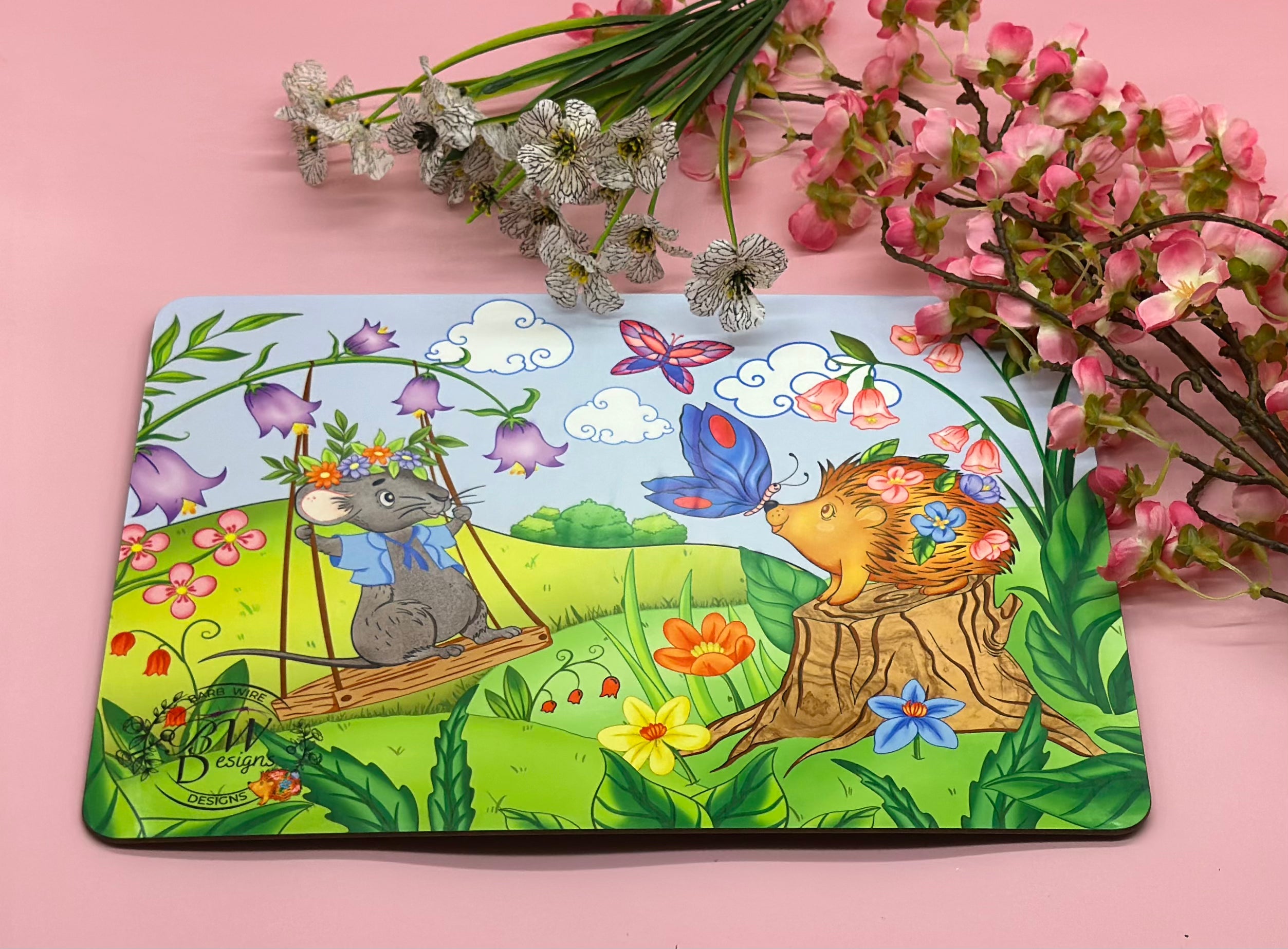 Porcu-Fine and Macey Placemat Barb Wire Designs