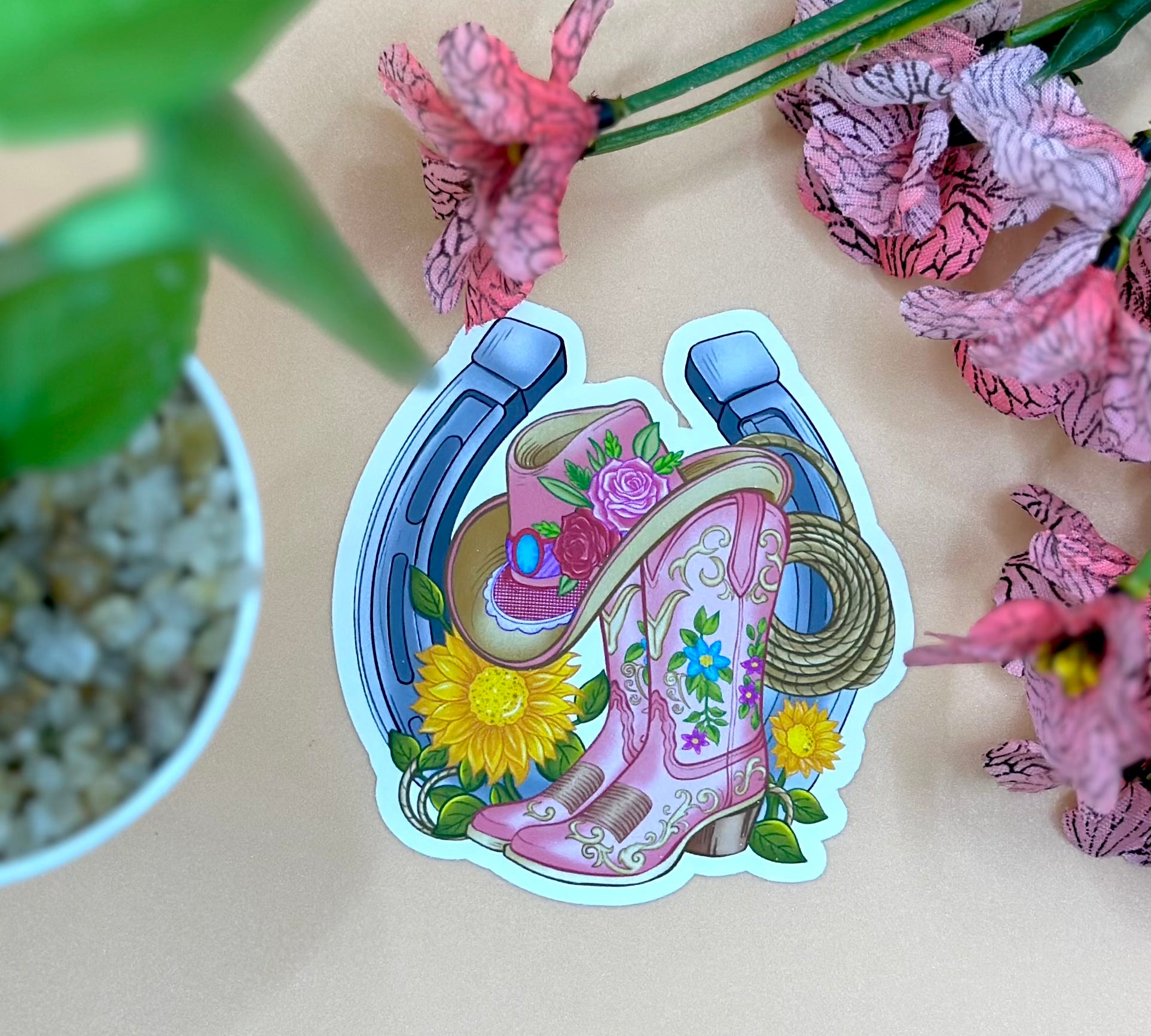 Western Boots Vinyl Sticker Barb Wire Designs