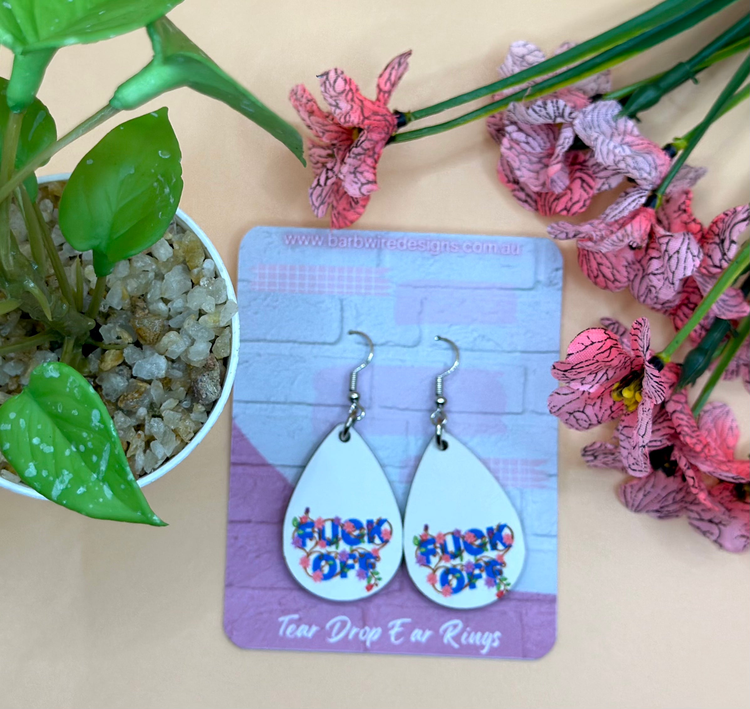 FUCK OFF Sublimation Ear Rings