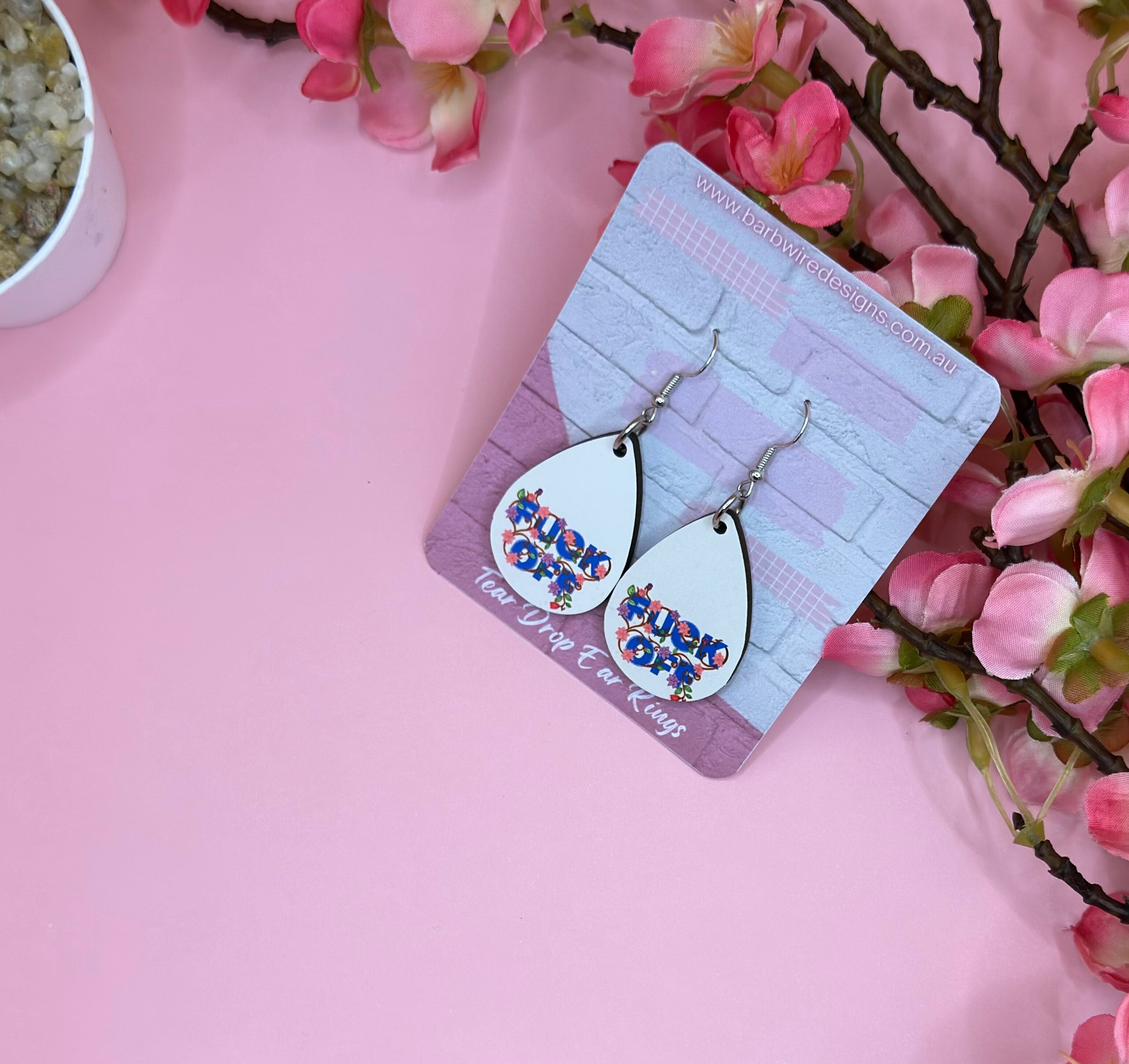 FUCK OFF Sublimation Ear Rings