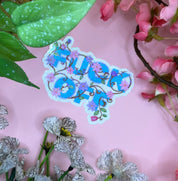 Fuck Off  Blue Floral Vinyl Sticker