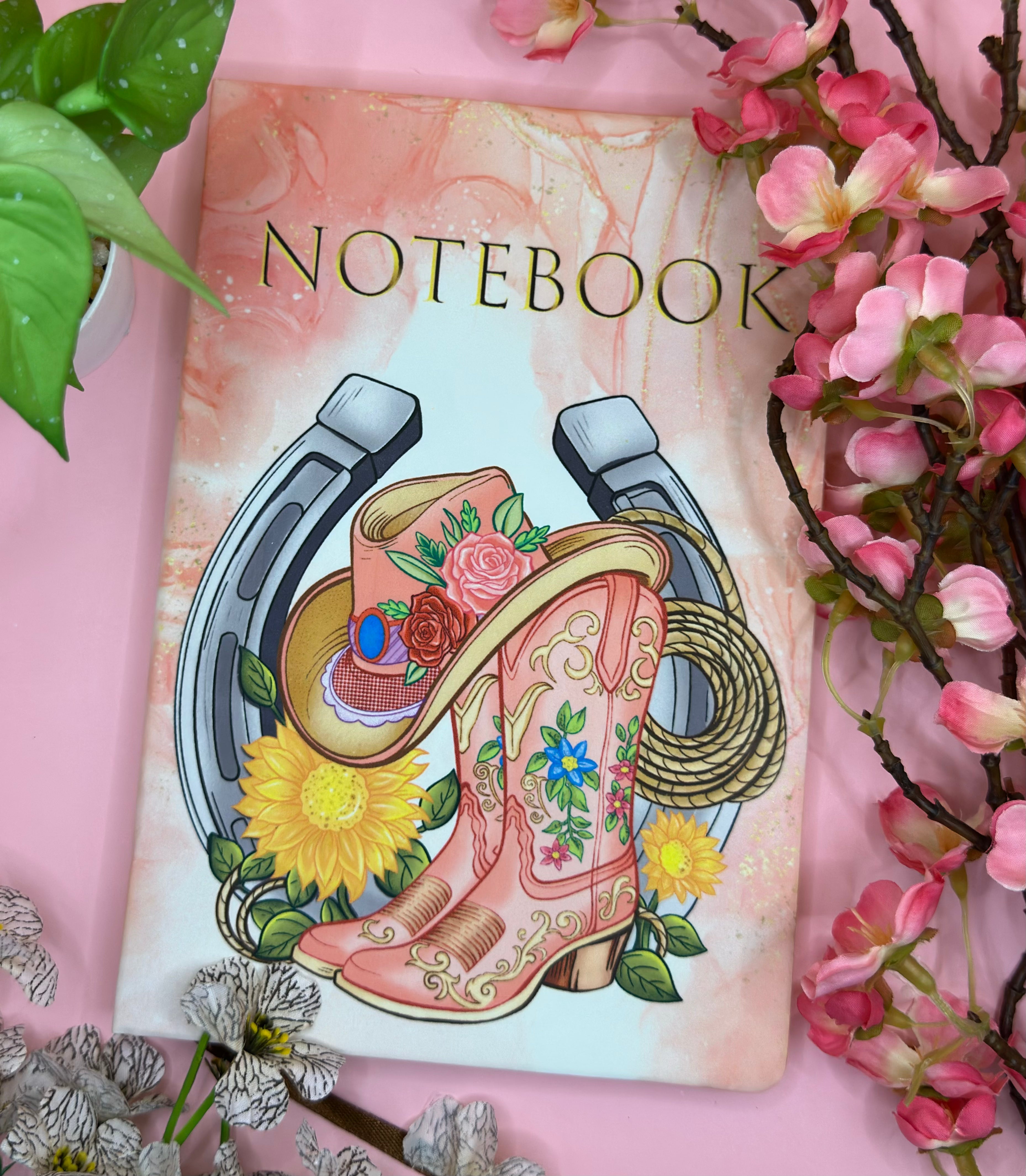 Western Boots hat and Lassoo PU Leather Notebook