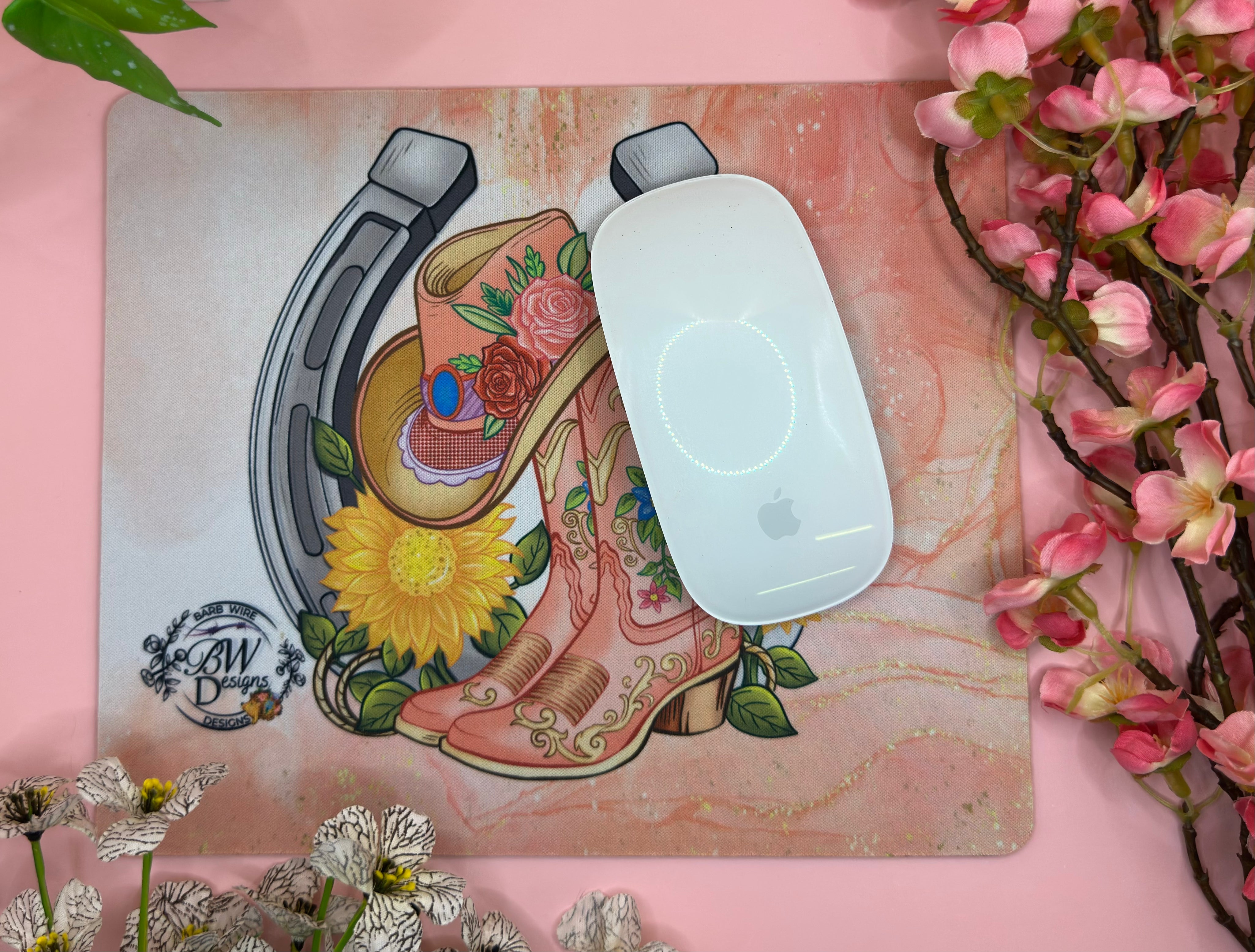 Western Boots hat Lassoo  Mouse Mat