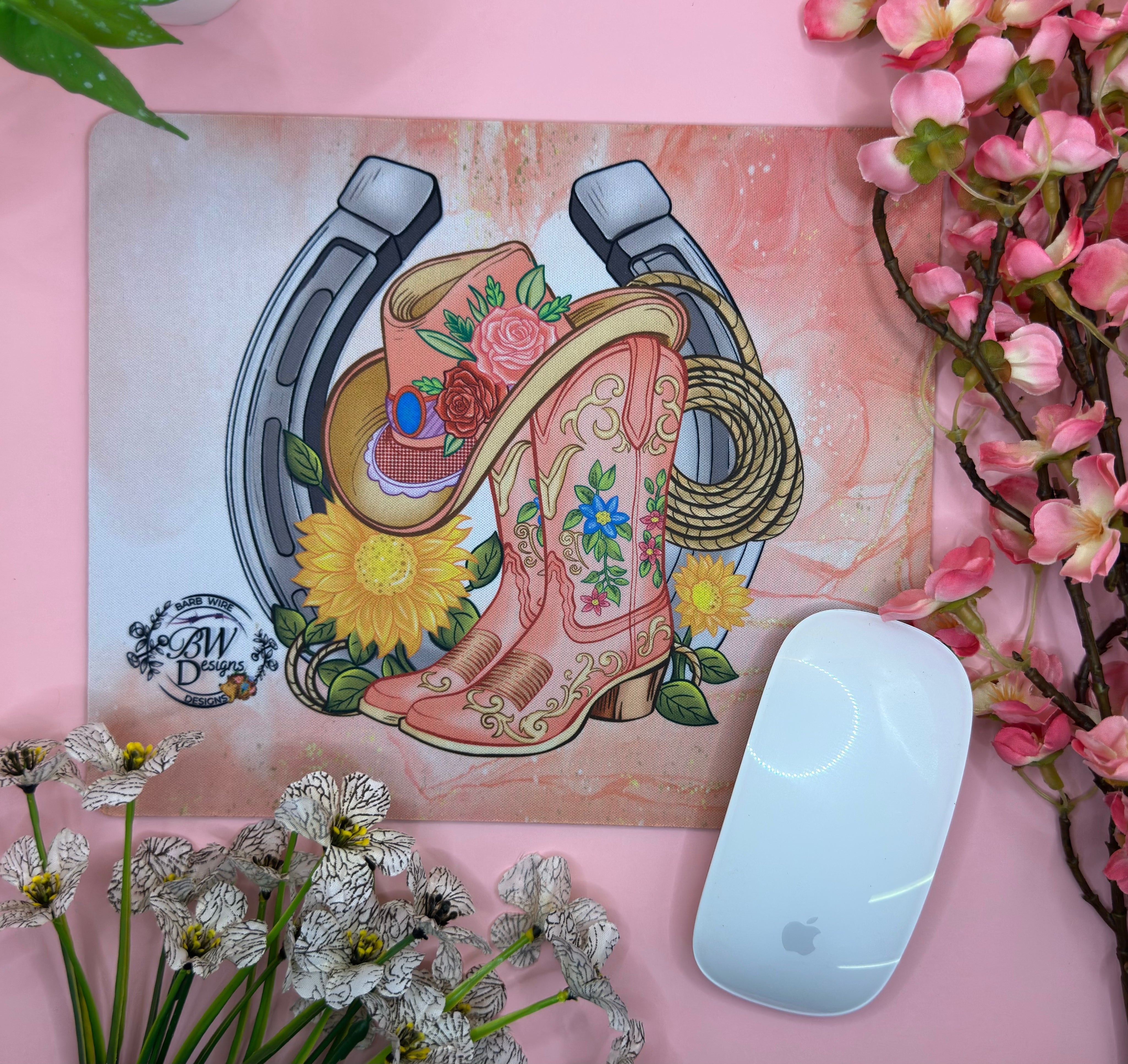 Western Boots hat Lassoo  Mouse Mat