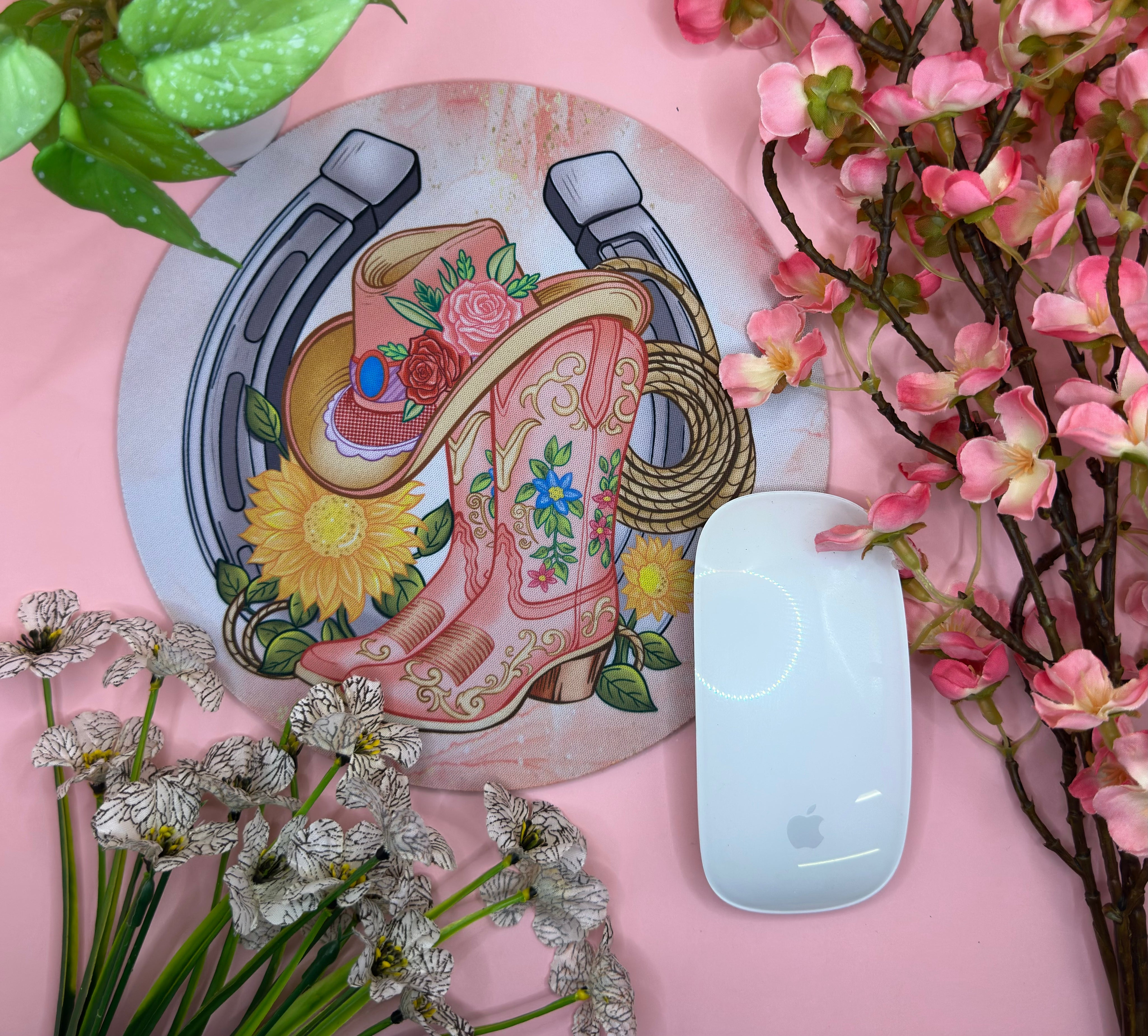 Western Boots hat Lassoo  Mouse Mat