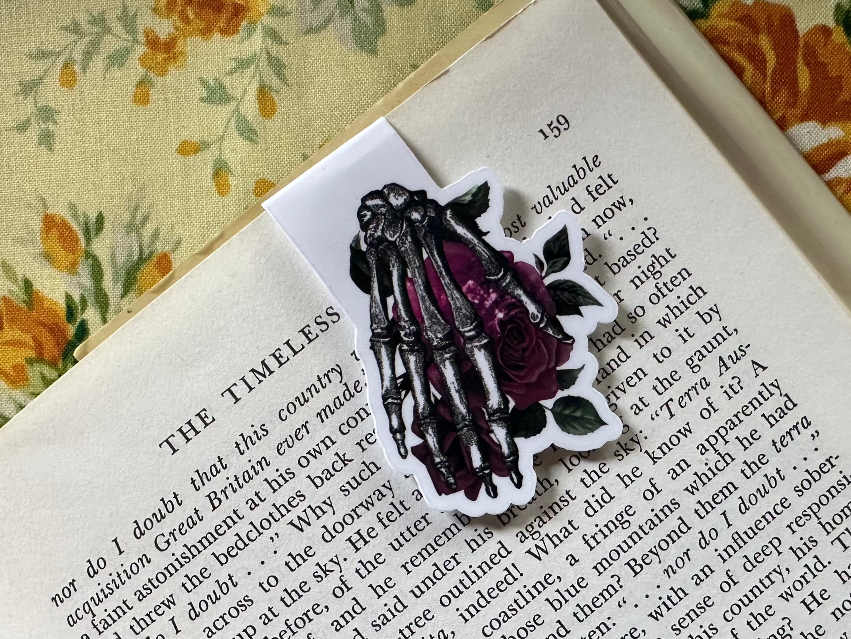 Red Rose Skeleton Hand Magnetic Bookmark